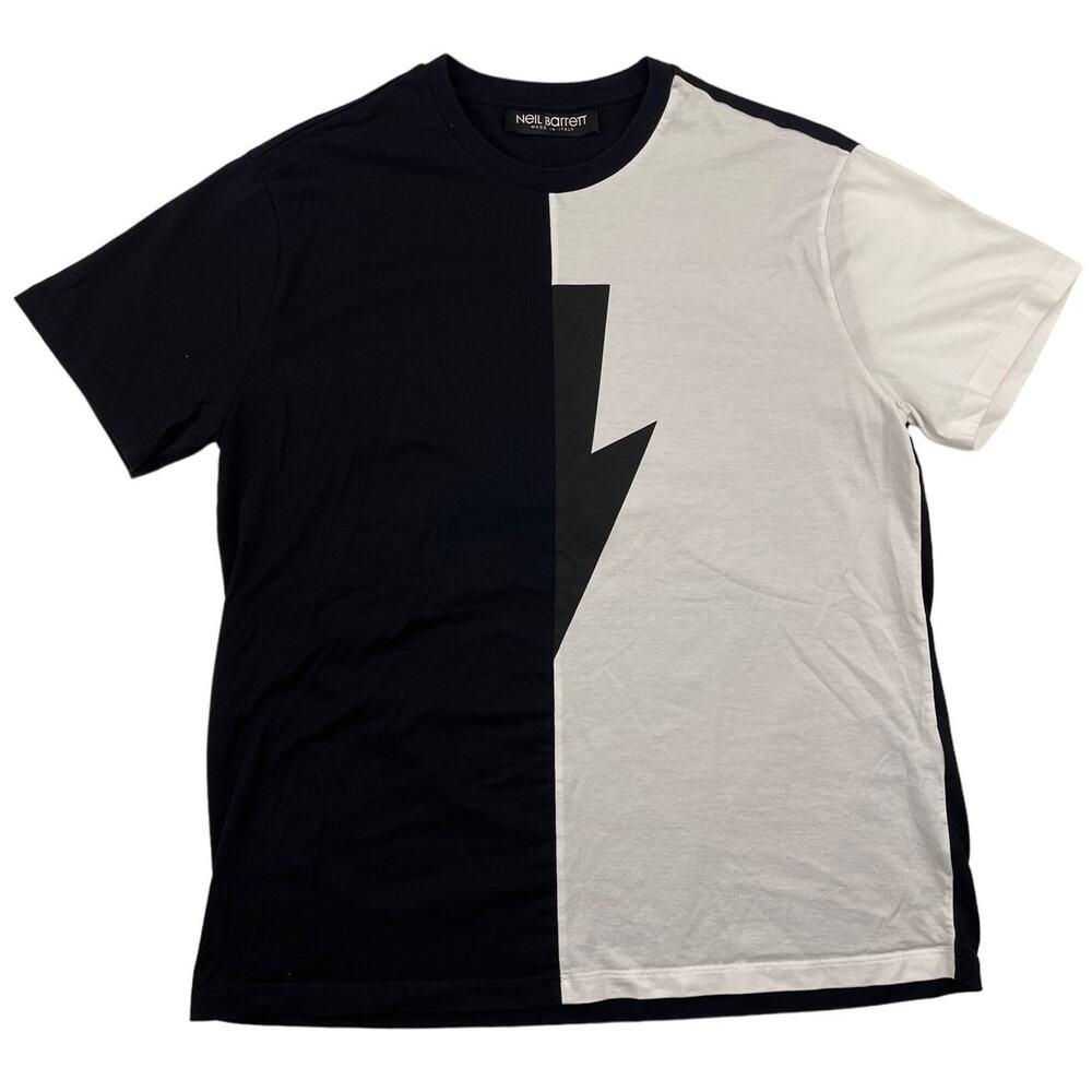 Neil Barrett - Men's Cotton Split Easy Fit Tee in Black & white